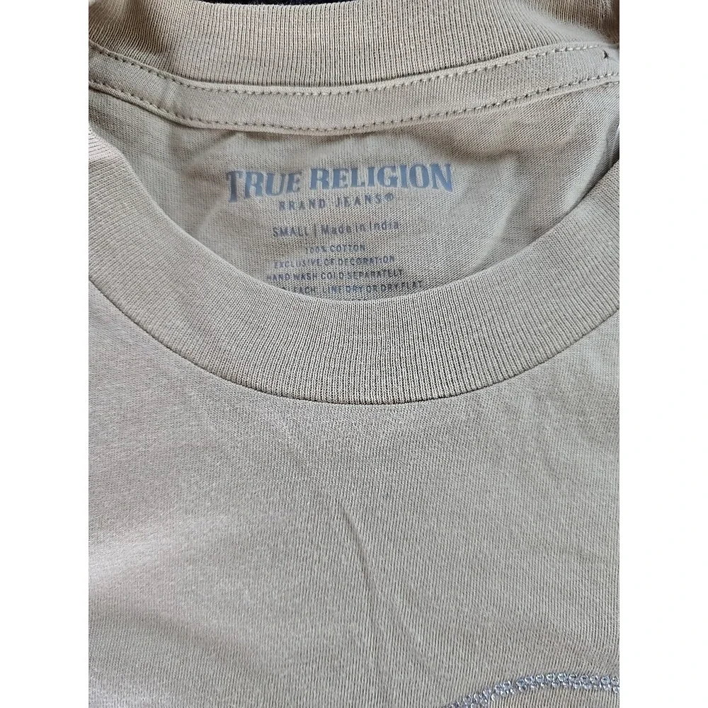 NWT True Religion Mens Beige True Crystal Face Mens Shirt‎ Small
